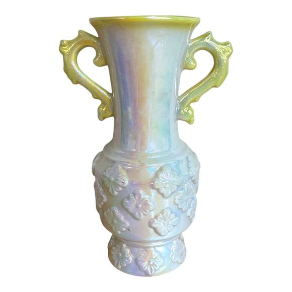 Vintage K’s Collection Iridescent Lusterware Ceramic Vase Double Handled Design - Picture 1 of 8